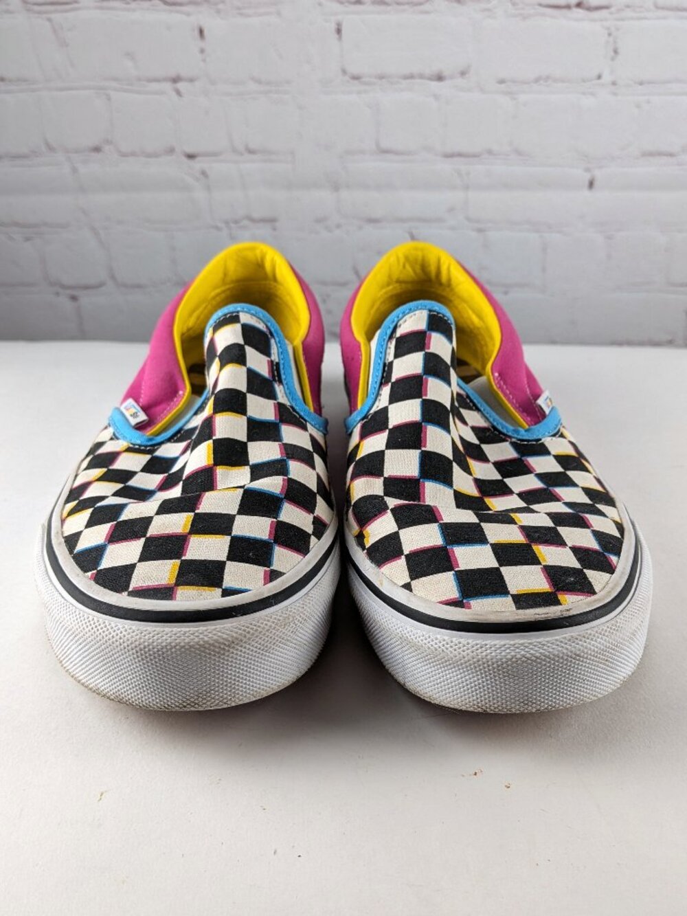 Vans Crazy Checkered Multicolor Slip-Ons Size 10 Women/8.5 Men - Picture 2 of 13